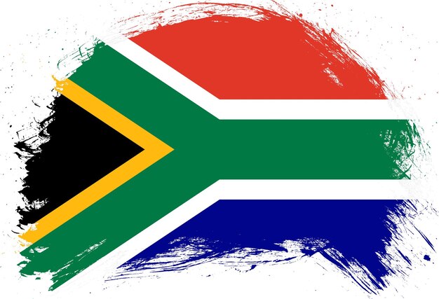 흰색 배경에 남아프리카 공화국의 국기를 그린 고민된 스트로크 브러시
