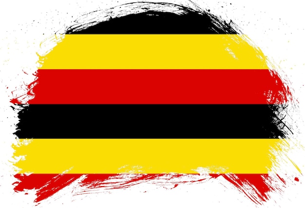 Distressed stroke brush painted flag of uganda on white background