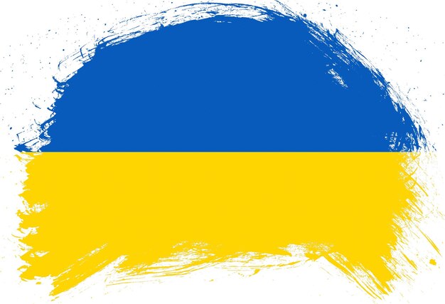 Distressed stroke brush painted flag of ukraine on white background