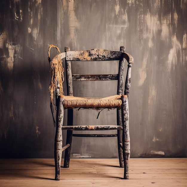 Photo distressed wooden chair a studio portraiture of twisted branches