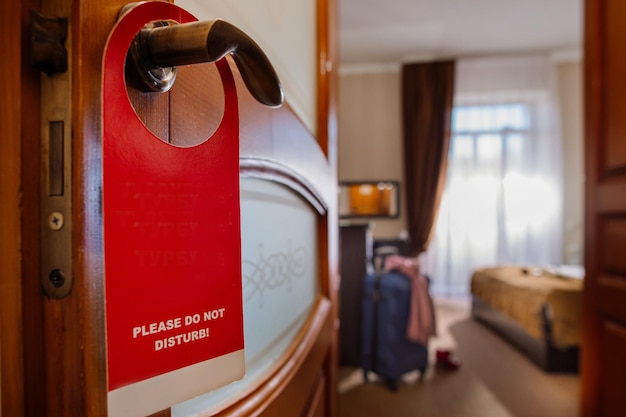 Do not disturb card hang on the hotel room doors