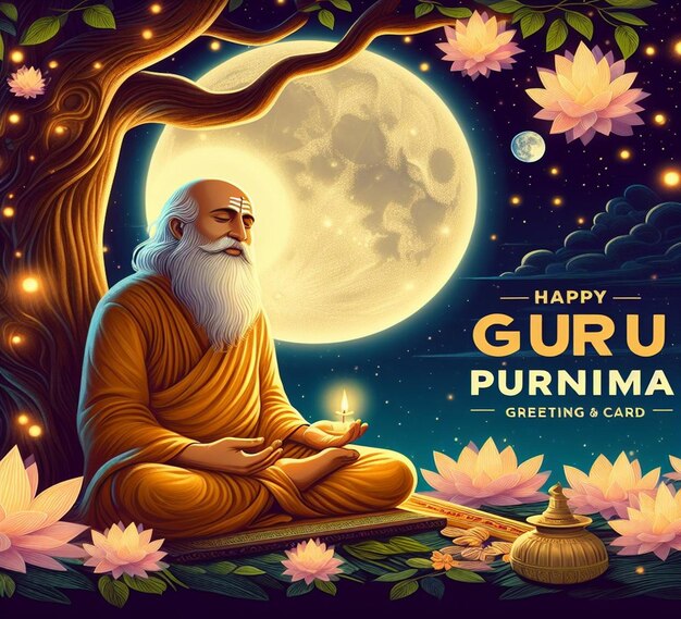Foto dit aantrekkelijke mooie ontwerp is gemaakt voor happy guru purnima