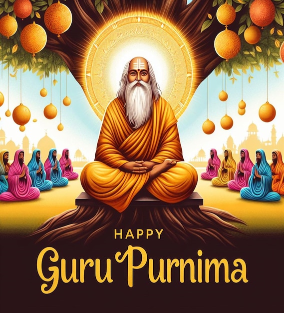 Foto dit aantrekkelijke mooie ontwerp is gemaakt voor happy guru purnima