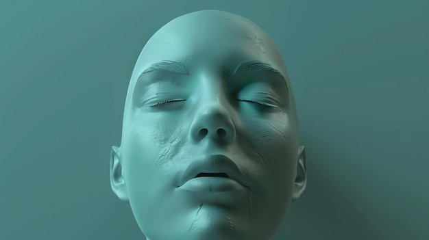 Foto dit is een 3d-weergave van een menselijk gezicht het gezicht is kaal en heeft zijn ogen gesloten de huid is glad en vlekkeloos