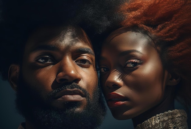 Dit is een foto van een Afrobeard vrouw en een man.