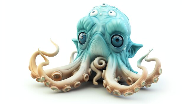 Dit is een illustratie van een schattige en kleurrijke octopus met grote ronde ogen en een vriendelijke glimlach.