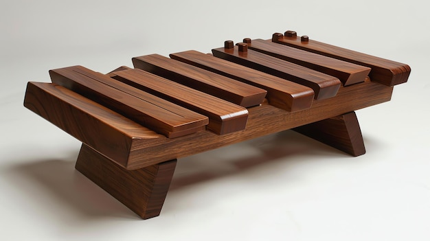 Dit is een prachtige handgemaakte houten bank met een uniek modern ontwerp.