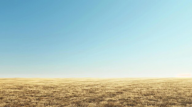 Foto dit is een prachtige landschap afbeelding van een uitgestrekte lege veld van tarwe onder een heldere blauwe hemel
