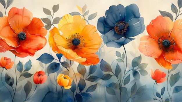 Dit naadloze patroon bevat aquarelbloemen