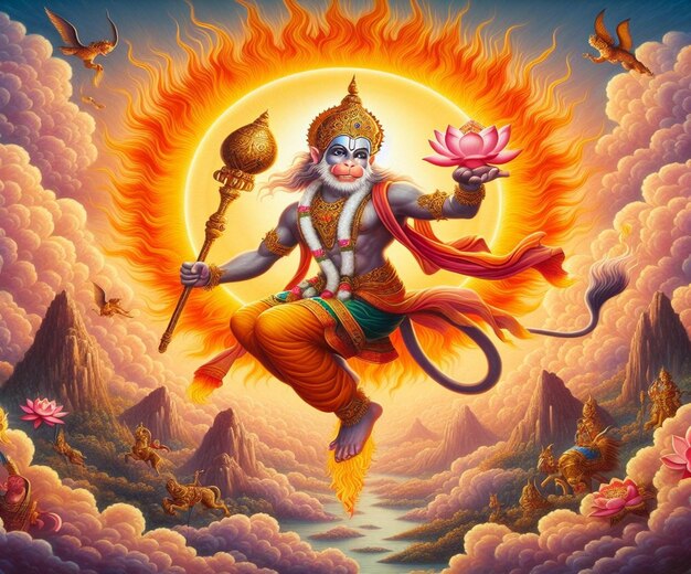 Foto dit ontwerp is gemaakt voor de hindoeïstische mythologische gebeurtenis hanuman jayanti