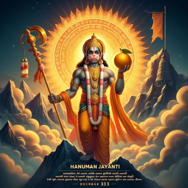 Foto dit ontwerp is gemaakt voor de hindoeïstische mythologische gebeurtenis hanuman jayanti