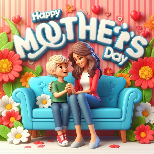 Dit prachtige bloemen 3D-ontwerp is gemaakt voor Happy Mothers Day