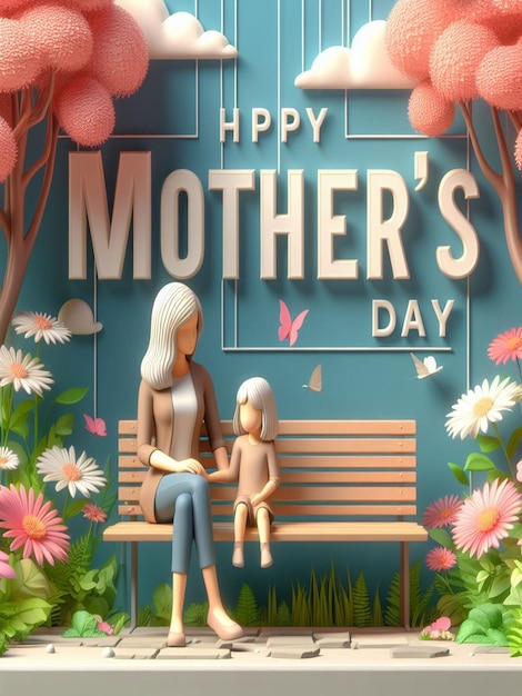 Dit prachtige bloemige 3D-ontwerp is gemaakt voor Gelukkige Moedersdag