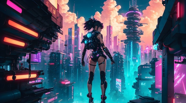 Dive into a futuristic cyberpunk cityscape in this captivating 4K anime  wallpaper 26481313 Stock Photo at Vecteezy