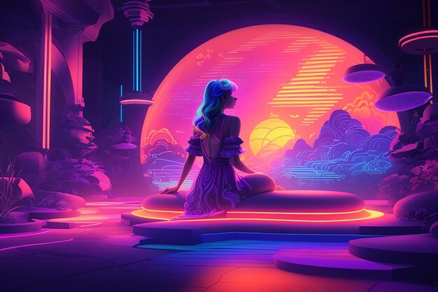 Dive into a neon dreamscape mesmerizing uv ultraviolet light composition for creative projects