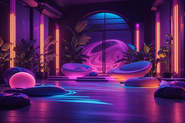 Dive into a neon dreamscape mesmerizing uv ultraviolet light composition for creative projects