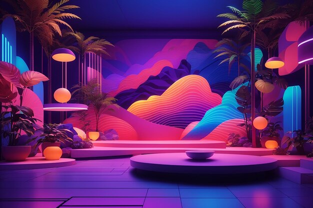 Dive into a neon dreamscape mesmerizing uv ultraviolet light composition for creative projects