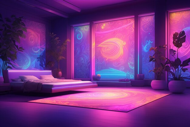 Dive into a neon dreamscape mesmerizing uv ultraviolet light composition for creative projects