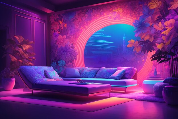 Dive into a neon dreamscape mesmerizing uv ultraviolet light composition for creative projects