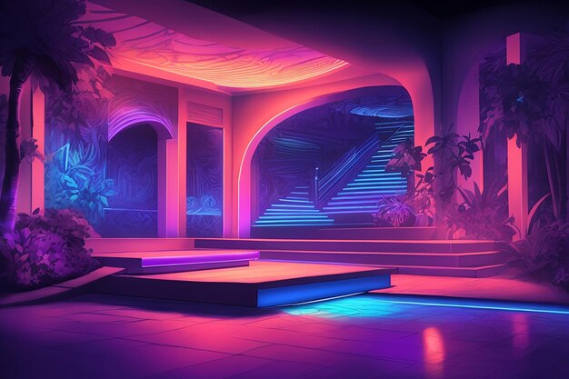 Dive into a neon dreamscape mesmerizing uv ultraviolet light composition for creative projects