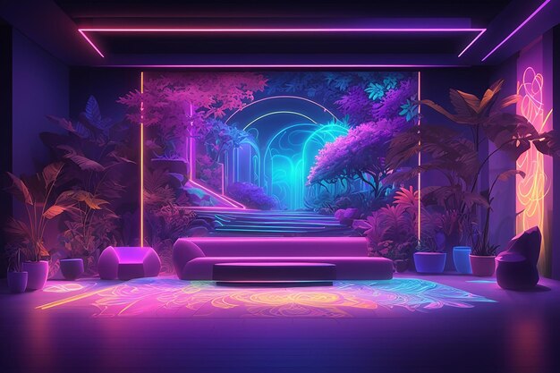 Dive into a neon dreamscape mesmerizing uv ultraviolet light composition for creative projects