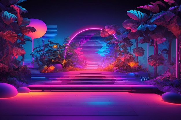 Dive into a neon dreamscape mesmerizing uv ultraviolet light composition for creative projects