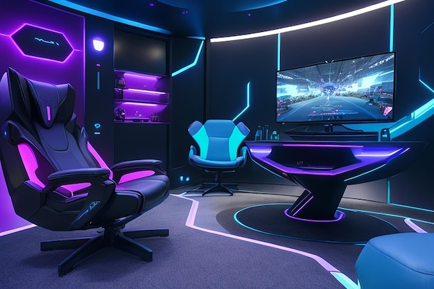 Photo dive into tomorrow's gaming oasis with this futuristic console haven