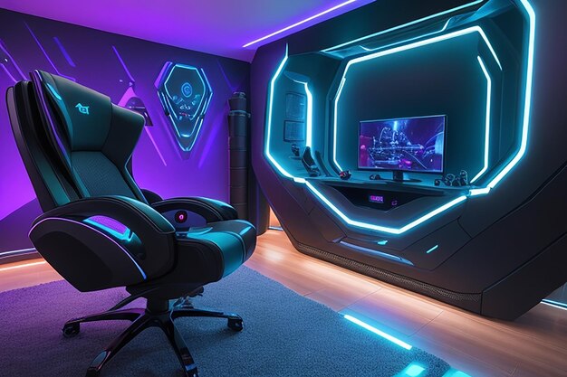 Dive into tomorrow's gaming oasis with this futuristic console haven