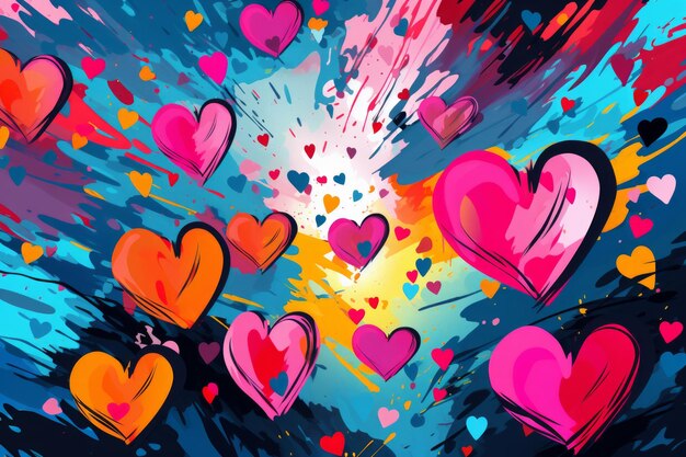 Dive into the vibrant world of abstract pop art for a joyful Valentine's celebration Generative AI