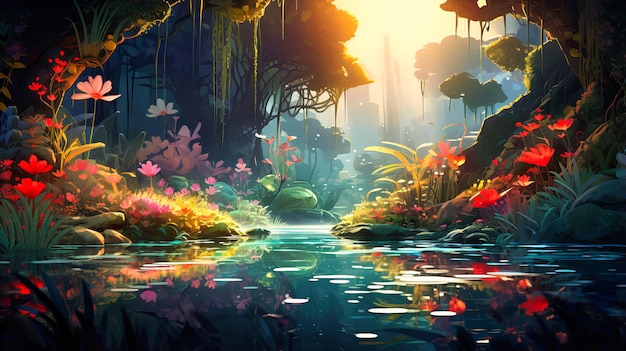 Dive into the world of abstract retro flower jungles