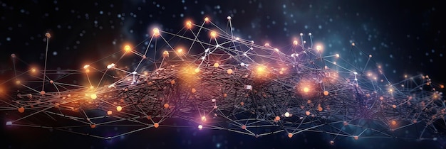 人工知能の世界へ - ニューラルネットワーク図デジタル進化スマートテクノロジーデータ接続テクノロジーの進歩