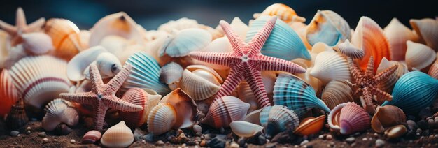 Photo dive into a world of wonder discover the beauty of colorful sea shells and add exotic elegance to your oceanic creations and artistic ventures