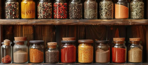 Diverse Array of Spices on Shelf