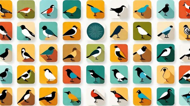 Foto raccolta di diverse specie aviarie