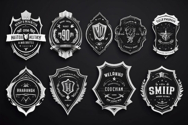 Foto diversi modelli di badge collezione di qualità premium e disegni eleganti