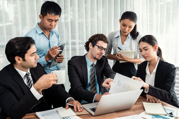 Diverse of business people discuss business Meticulous