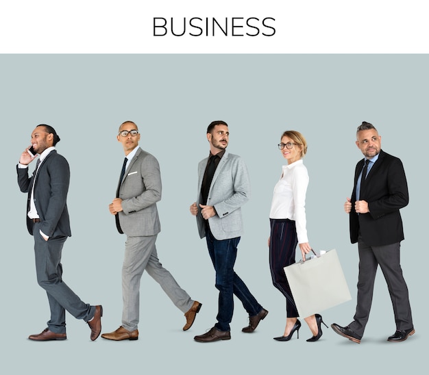 Diverse Business People Set Gesture Studio Isolated