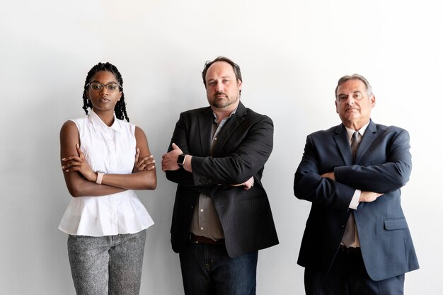 Diverse business people standing in a row