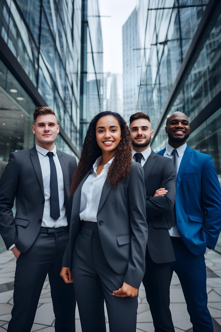 Photo diverse business professionals illustrating unity amp collaboration key values of a successful compa