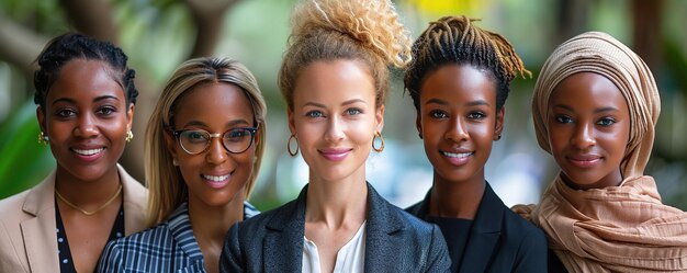 Photo diverse businesswomen on business meeting outside