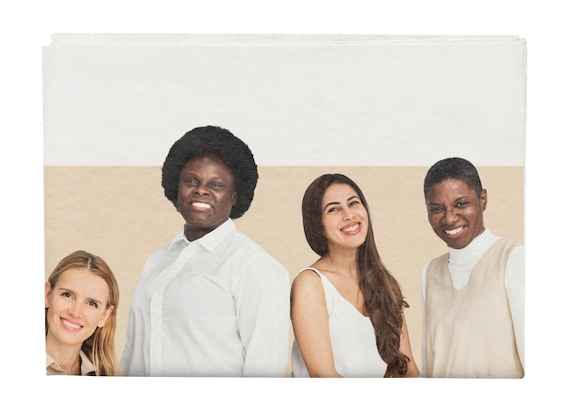 Diverse businesswomen png newspaper sticker women empowerment remixed media transparent background