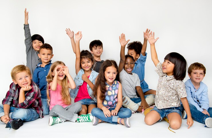 Photo diverse children shoot