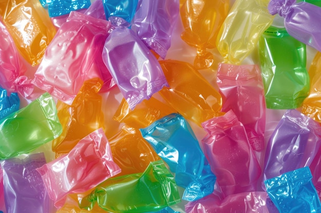 Фото Разноцветные цветные пластиковые пакеты на заднем плане