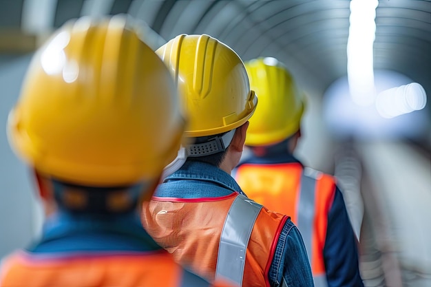 Foto un team di costruzione diversificato pronto per il progetto con una leadership di esperti