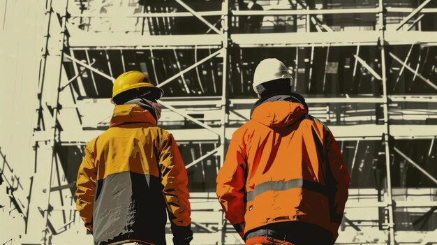 Diverse construction workers in safety gear on site