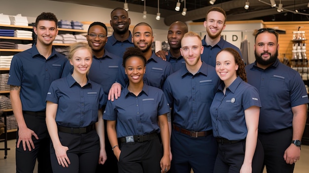 Photo diverse employees of a store posing together