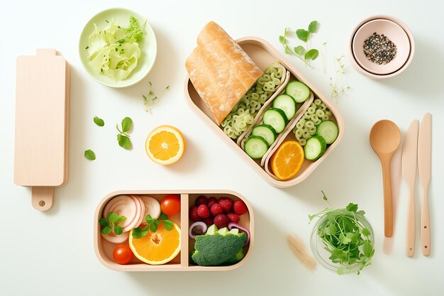 Diverse en kleurrijke lunch in lunchboxen