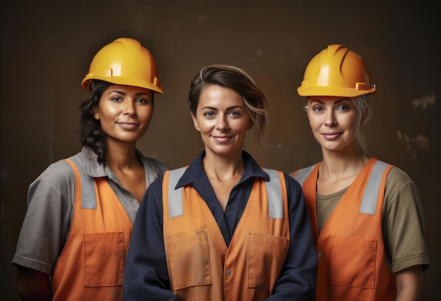 Foto diverse operaie edili sul posto di lavoro