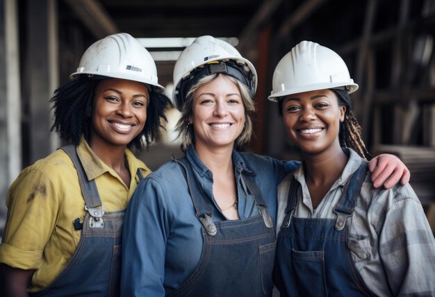 Foto diverse operaie edili sul posto di lavoro