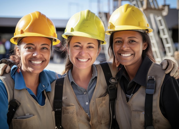 Diverse female construction workers on their workplace